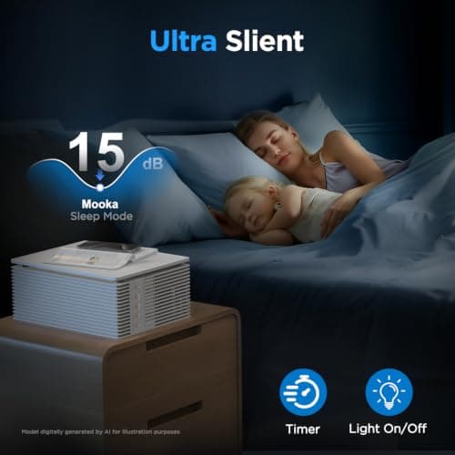 Air Purifiers for Home Large Room Up to 1300 Ft², MOOKA HEPA Air Purifier for Home Pets with Washable Pre-Filter, Fragrance, Air Cleaner for Pet Hair Odor in Bedroom, Dorm Room, Office, White - Thumbnail 6