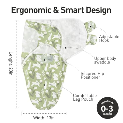 GLLQUEN BABY Swaddle Blanket Sleep Sacks for Newborn - Baby Swaddles 0-3 Months, 3-Pack Newborn Swaddling Sack, Cute Rabbit,Swaddle Wrap, Baby Essentials, Registry & Gift (Small/Medium) - Thumbnail 5