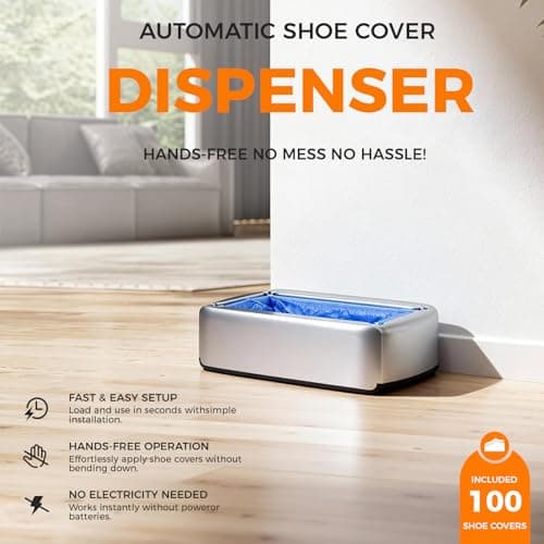 VMYTH Automatic Shoe Cover Dispenser,100 High-Quality Non-Woven Fabric Shoe Covers,Shoe Covers Disposable Dispenser,No Electricity Needed Shoe Cover Machine for House/Office/Lab,Fits Most Shoe Sizes - Thumbnail 2
