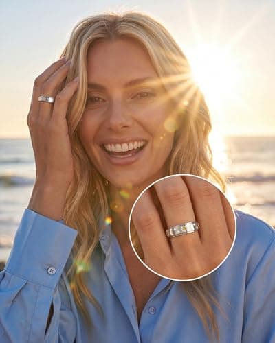 Fidget Toys Adults Ring for Women - Anxiety Stress Relief Items Quiet Spinner Gift for Birthday Sun Moon Star Rotating Jewelry Stainless Steel Silver Size 7 - Thumbnail 2
