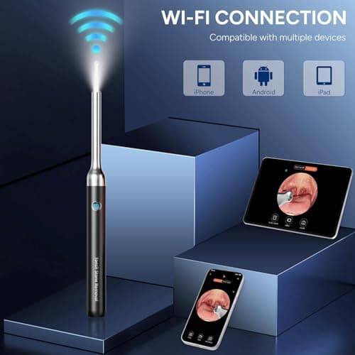 Tonsil Stone Remover with Camera - Upgraded Visual Tonsil Stone Removal Kit with 6 LED Light -Tonsil Stone Remover Tool with 1080P Camera, 5 Stainless Steel Heads, Irrigator,for iOS & Android (Black) - Thumbnail 6
