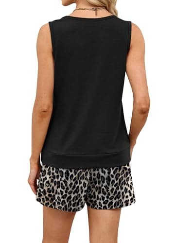 WIHOLL 2 Piece Sets for Women Summer Sets 2 Piece Outfits Lounge Shorts Set Matching Rompers Cruise Outfits for Women 2025 Clothing Business Casual Vacation Travel Outfits Tops Set 2026 Leopard - Thumbnail 5
