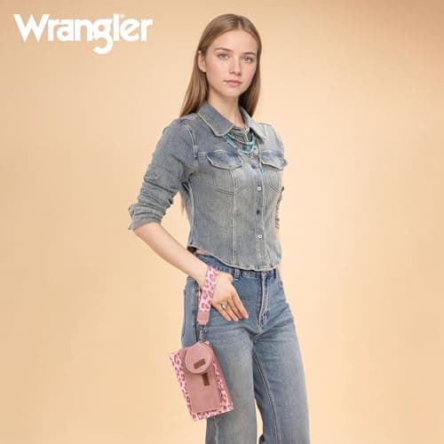 Montana West X Wrangler Pink Keychain Wallet for Women Dual Pouch Wristlet with Little Coin Purse Gifts for Women Women Ladies Female Travel Sports Outdoors - Thumbnail 2