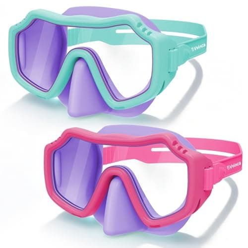 Vvinca 2 Pack Kids Swim Goggles with Nose Cover for Boys Girls 3-15, Anti Fog Diving Mask with Shatterproof Safety Lens for Toddler, Waterproof Swimming Goggles Value Set for Beach & Pool Beach - Image 1