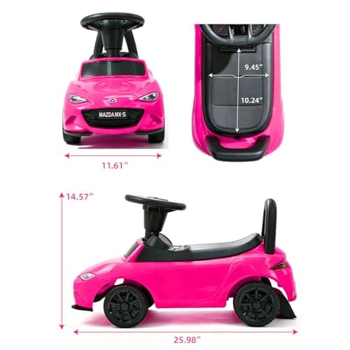 HEIMILI Mazda Licensed Kids Push Car, Toddler Ride On Toy with Anti-Slip Wheels & Safety Bumper Guards, Foot to Floor Toy for Indoor & Outdoor (Pink) - Thumbnail 4
