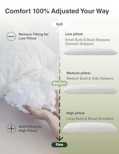 ZonLi Long Body Pillows for Adults, Memory Foam Body Pillow Adjustable, Firm Support for Side Sleepers, Pregnant Women, Washable Quilted Pillowcase, 20 x 54 Inch, Gifts, Dark Grey Set - Thumbnail 2