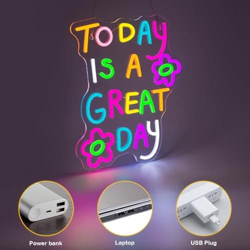 Classroom Neon Lights Today is a Great Day Neon Sign for Wall Decor in Coffee Bar Bedroom Reading Lights Up Sign for Classroom Library LED Books Decor Gifts to Teens Teachers - Thumbnail 5