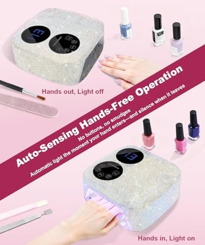 80W Cordless Wireless Nail Lamp, Professional UV Light for Gel Nails with Rechargeable Battery, Dual-Screen Display & Magnetic Base, Fast Curing Gel Polish Nail Dryer, LED Nail Light (Diamond) - Thumbnail 5