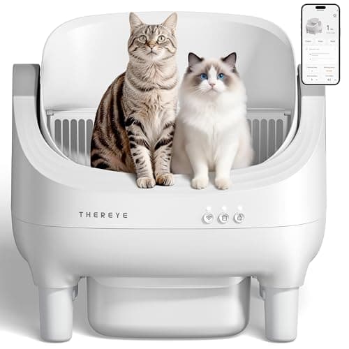 Thereye Self Cleaning Cat Litter Box, Open-Top Automatic Litter Box with APP Control, Safety Sensor and 10L Large Waste Bin, Smart Kitty Litter Boxes with Trash Bags and Mat for Multiple Cats - Image 1