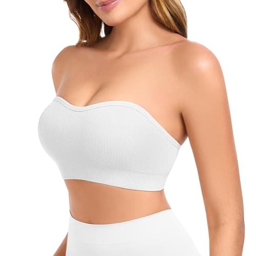Finduself Strapless Bras for Women Non-Slip Padded Bandeau Bra Wireless Tube Top Bra Including Clear Straps - Image 1