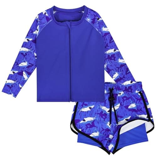 MOEMOE BABY Toddler Rash Guard Boys Swim Trunks Kids Bathing Suit 2 Pieces UPF 50+ for Water Play & Everyday Wear 1 Year Blue - Image 1
