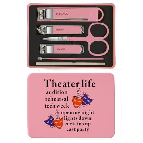 Nail Clipper Set, Nail Clipper 6 Pcs Toenail Clippers, Stainless Steel Fingernail Clipper Sharpest Thick Toenail & Ingrown Nail Clipper Set, Theater Gifts (Theatre Life Pink) - Image 1