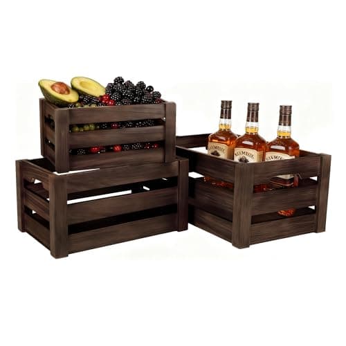 HFYFYXGS Set of 3 Rustic Wooden Nesting Crates – Farmhouse Decorative Storage Boxes for Shelves, Countertops & Tabletop Display (L/M/S) - Image 1