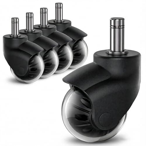 TESUMI Office Chair Wheels 2" Ball Rubber Chair Casters Replacement, Heavy Duty Quiet No Scratch Gaming Chair Wheel for Hardwood Floor Carpet, Set of 5, 11mm Universal Fit/Not for 1KEA - Image 1