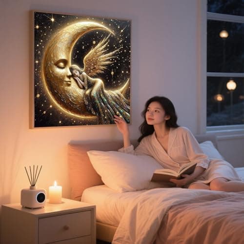 ijbnhd Diamond Art Kits for Adults, 5D Fairy Diamond Painting Kits for Adults Beginners, DIY Full Drill Angel Wings Moon Gem Art Kits for Wall Home Decor 14 X 14inch - Thumbnail 3