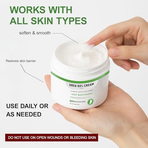 YAFUSIPE Urea Cream 60 Percent For Feet Maximum Strength Plus Salicylic Acid 2%, Tea Tree Foot Lotion For Dry Feet, Foot Cream Intensive Repair Foot Moisturizer 5.29oz - Thumbnail 5
