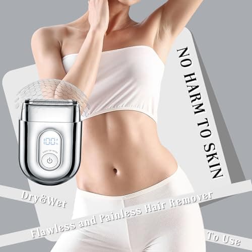 Electric Razor for Men, Electric Foil Shavers for Women,Mini Foil Shaver with Double Floating Blades, IPX7 Waterproof Wet/Dry Shaver, 90 Min Runtime, LED Display, Travel Lock, Gifts for Men&Women - Thumbnail 3