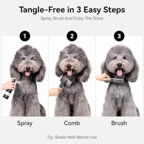 aumuca Dog Detangling & Shine Spray – Leave-in Conditioner & Dematting Spray for Doodles, Cats & Horses Without Buildup | 5-Protein Complex for Deep Repair & Enhanced Shine | 8 Fl Oz (Meadowfoam) - Thumbnail 5