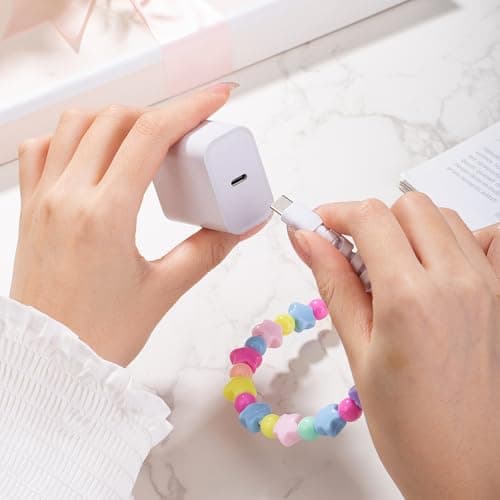 ComfyBay 3.3FT USB C to USB C Charging Cable, 60W Acrylic Stars Beaded Charger Cord, Compatible with Samsung Galaxy, iPhone 16/15, iPad, and More - Thumbnail 4