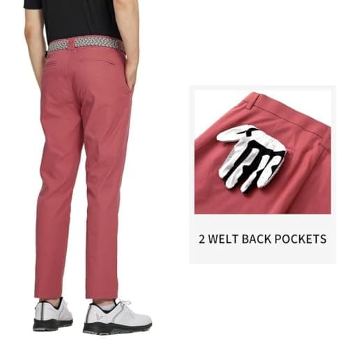 M MAELREG Dress Pants for Men Straight Fit Stretch Quick Dry Lightweight 5 Pockets Business Casual Golf Pants Men Cranberry - Thumbnail 3