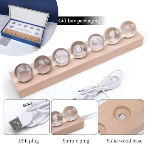 Relax oneself 7 Pcs Planet 3D Solar System Crystal Ball Model Gift Space Astronomy Gift Planets Multicolor Universe Galaxy Globe Ball Science Astrophysics Gift Night Light Kids Bedroom Adults Gift - Thumbnail 6