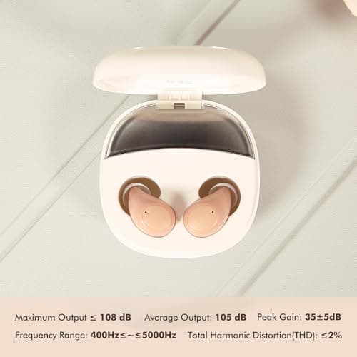 AuyeeSnc OTC Hearing Aids for Seniors Rechargeable Hearing Amplifiers with Noise Cancelling for Mild to Moderate Hearing Loss, In Ear Nearly Invisible, Auto On/Off, Memory Functions, Portable Charging Case, LED Display Elderly-Friendly - Thumbnail 5