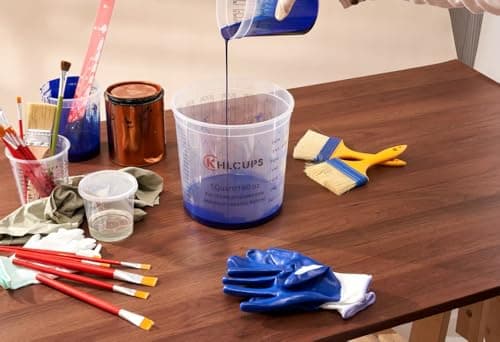 12 Pcs cups and 4 lids 160 oz Graduated Paint Mixing Cups 5 Quart Disposable Clear Paint Mixing Bucket Plastic Epoxy Measuring Cups with Ratios on Side of Cup for Resin, Epoxy, Art - Thumbnail 5