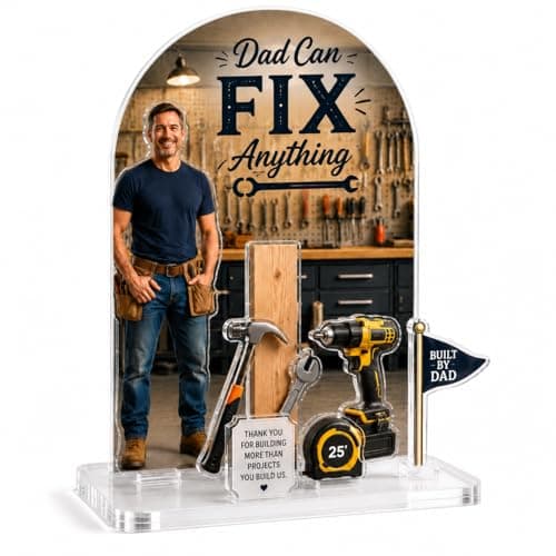 Personalized Acrylic Plaque with Photo, Custom Father’s Day Gift for Dad, First Father’s Day Keepsake, Personalized Acrylic Stand for Dad Husband Grandpa (Repairman) - Image 1