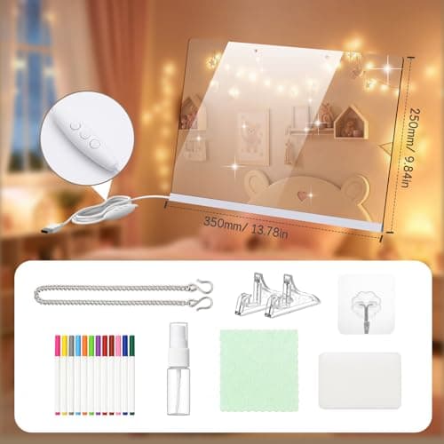 17'' Led Drawing Board for Kids - Flicker-Free LED Note Board, 10 Light Effects & 4 Light Intensities Drawing Tablet, Gifts for Girls Boys Aged 4-12, Doodle Glow Pad with Controller, 12 Markers - Thumbnail 4