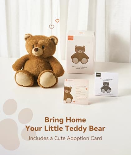 Dreamegg Microwavable Stuffed Animal, 1.43 Lbs Teddy Bear, Washable Cover, Cute Heatable Plushies, Gifts for Women Girls Adults and Kids - Thumbnail 6
