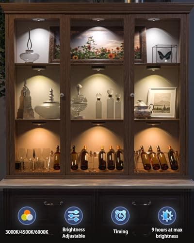 WILLED Puck Lights with Remote Control, Rechargeable Under Cabinet Lights, 1200mAh Battery Operated Tap Lights, Dimmable Push Lighting, Wireless Closet Light, LED USB Stick On Light (6 Pack) - Thumbnail 5