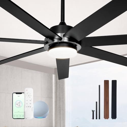 72 Inch Smart Modern Ceiling Fan with Light and Compatible with Alexa Voice