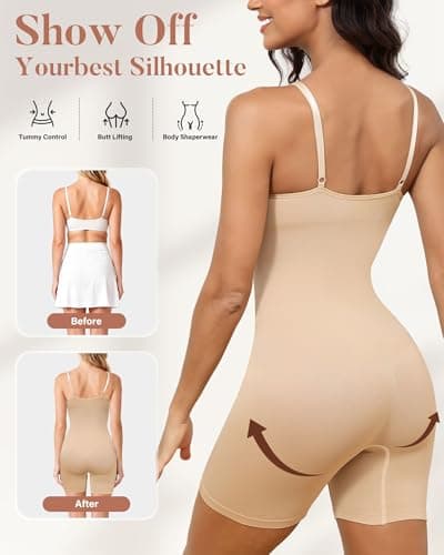 Oegho Women's Seamless Shapewear Bodysuit Tummy Control Body Shaper for Women - Thumbnail 2