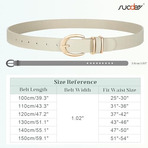 SUOSDEY Women Leather Belts for Jeans Pants Dresses Skinny Leather Belts with Gold Buckle - Thumbnail 6