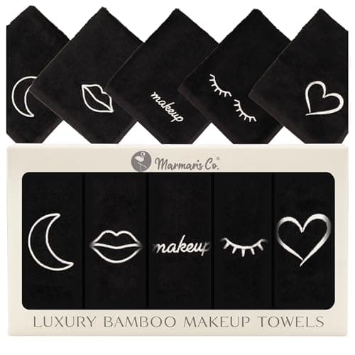 Marmaris Co. Luxury Black Makeup Washcloths for Face, 5-Pack Makeup Towels Face Washcloth, Viscose from Bamboo & Cotton - Image 1