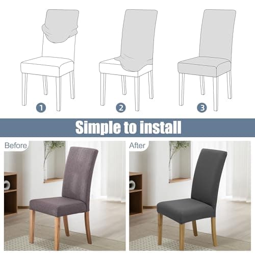 BIETYONE Chair Covers,Dining Room Chair Covers Set of 6,Stretch Kitchen Chair Cover,Washable Dining Chair Cover,Parsons Chair Slipcovers Protective,for Home,Restaurant,Banquet - Thumbnail 4