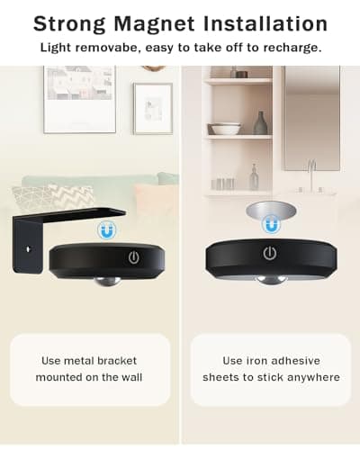 WILLED Picture Lights for Wall, 1200mAh Rechargeable Battery Operated Picture Frame lights, Puck Lights with Remote, Dimmable & Timer Art Lighting for Paintings Wireless, Magnetic Gallery Light/3 Pack - Thumbnail 6