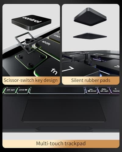 Keyboard Case for iPad Pro 13-inch (M5 2025 / M4 2024), Wireless iPad Pro 13 Inch Case with Keyboard Multi-Touch Trackpad, Battery Level Visualization with 360° Rotatable & Pencil Holder, Black - Thumbnail 4