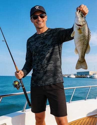 PINSPARK Men's Fishing Shirts Long Sleeve UV Protection Tshirts Lightweight Quick Dry Swimming Shirts Gym Workout T-Shirts Dark Grey - Thumbnail 6