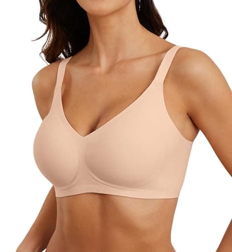POSESHE Women Push Up Wireless Seamless Support Comfortable Soft Everyday Bra Full Coverage Basic Bras Nude