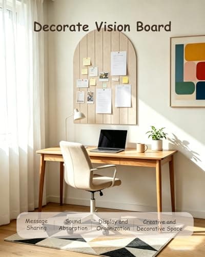 Foldable Bulletin Board 24x16 inches, 0.35" Thick Felt Wall Tiles, Large Cork Board with Adhesive Sticker, Round Edges Wall Panels for Office Bedroom Living Room, Decorative Board (Silver Grey) - Thumbnail 2