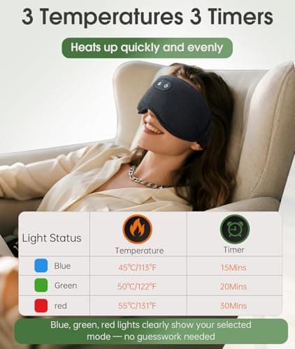 Detachable Heated Eye Mask, Cordless Eye Mask for Dry Eyes & Puffiness, Algae Fiber Ultra-Soft Nose Bridge Light-Block for Deeper Sleep – Graphene Layer Warm Compress & Cold Pack,Travel Essentials - Thumbnail 2