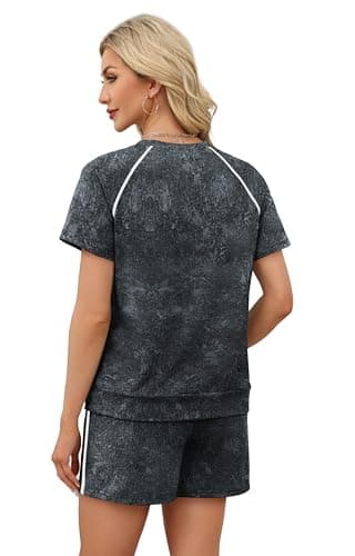 Sampeel 2 Piece Sets for Women Summer Outfits Two Piece 2026 Short Sets Loungewear Matching Sets Women Clothing Sweatsuits Jogging Suits Cruise Wear Vacation Outfits Spring Clothes Tie Dye Gray XL - Thumbnail 5