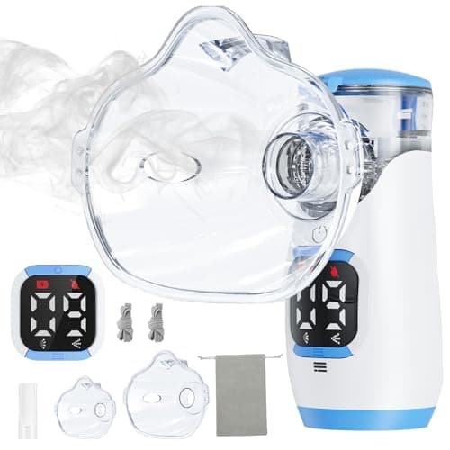 Portable Handheld Mesh Nebulizer, 2 Adjustable Mist Levels, Whisper-Quiet ≤20dB - Compact Travel Nebulizer for Adults & Kids, Home, Office Spacer (Blue) - Image 1