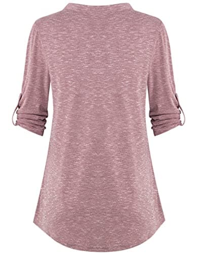 Quinee Nursing Tops for Breastfeeding，3/4 Sleeve Breastfeeding Shirts Maternity Nursing Tops Tees Soft Mama Shirts for Women Casual Wear Fitting Summer Spring Fall Rose Red S - Thumbnail 4