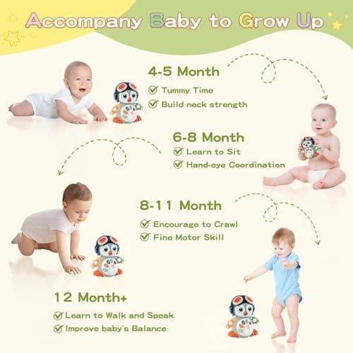 XULIONTS Crawling Penguin Baby Toy with Music & Lights, Interactive Tummy Time Toy for Infants 6-18 Months, Early Development Learning Toy, Educational Gift for Toddlers Boys Girls - Thumbnail 4