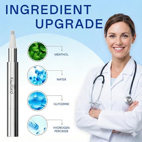 KIWIBIRD Teeth Whitening Kit for Sensitive Teeth - Enamel-Safe, 3 Gel Pens + LED Light with Wireless Charging Case, IPX7 Waterproof at-Home Dental Care (Blue Light) - Thumbnail 5