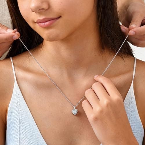 Compass Women's Heart Necklace-Silver/14K Gold Plated Zircon Friendship Compass Pendant Heart Jewellery College Graduation Gifts Necklace for Her/Daughter/Girlfriend/Niece/Granddaughter/Best Friend - Thumbnail 3