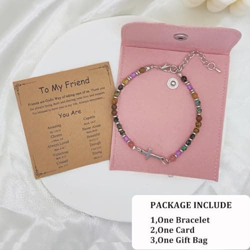 Friendship Gifts Cross Bracelet for Women, Christian Gifts for Sister in Christ, Charm Bracelets for Best Friend, Daughter,Granddaughter, Mom on Birthday Christmas Baptism Easter Graduation (To My Friend) - Thumbnail 6