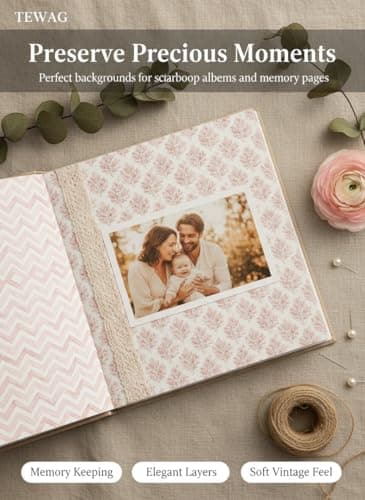 12x12 Scrapbook Paper & Scrapbooking Supplies, Bloom Double-Sided Patterned Cardstock Pad, Decorative Craft Sheets for Junk Journal & Photo Album, 24 Sheets - Thumbnail 4